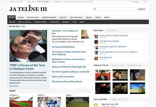 JA Teline III September 2009 Joomla Template